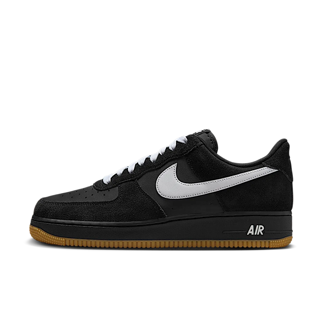 Overkicks - Nike Air Force 1 Low 07 LV8 Black Gum Light Brown White (IB6388-001) - vista lateral