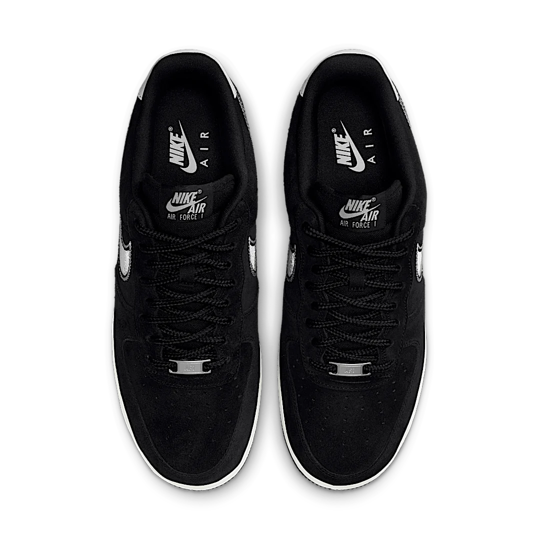 Overkicks - Nike Air Force 1 Low 07 LV8 Black Sail Embroidered Swoosh (HJ4465-001) - par completo
