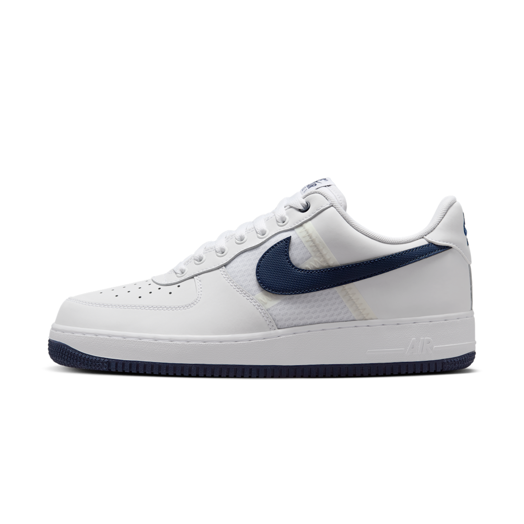Overkicks - Nike Air Force 1 Low 07 LV8 SE Mesh Tape White Midnight Navy (IH4462-100) - vista lateral