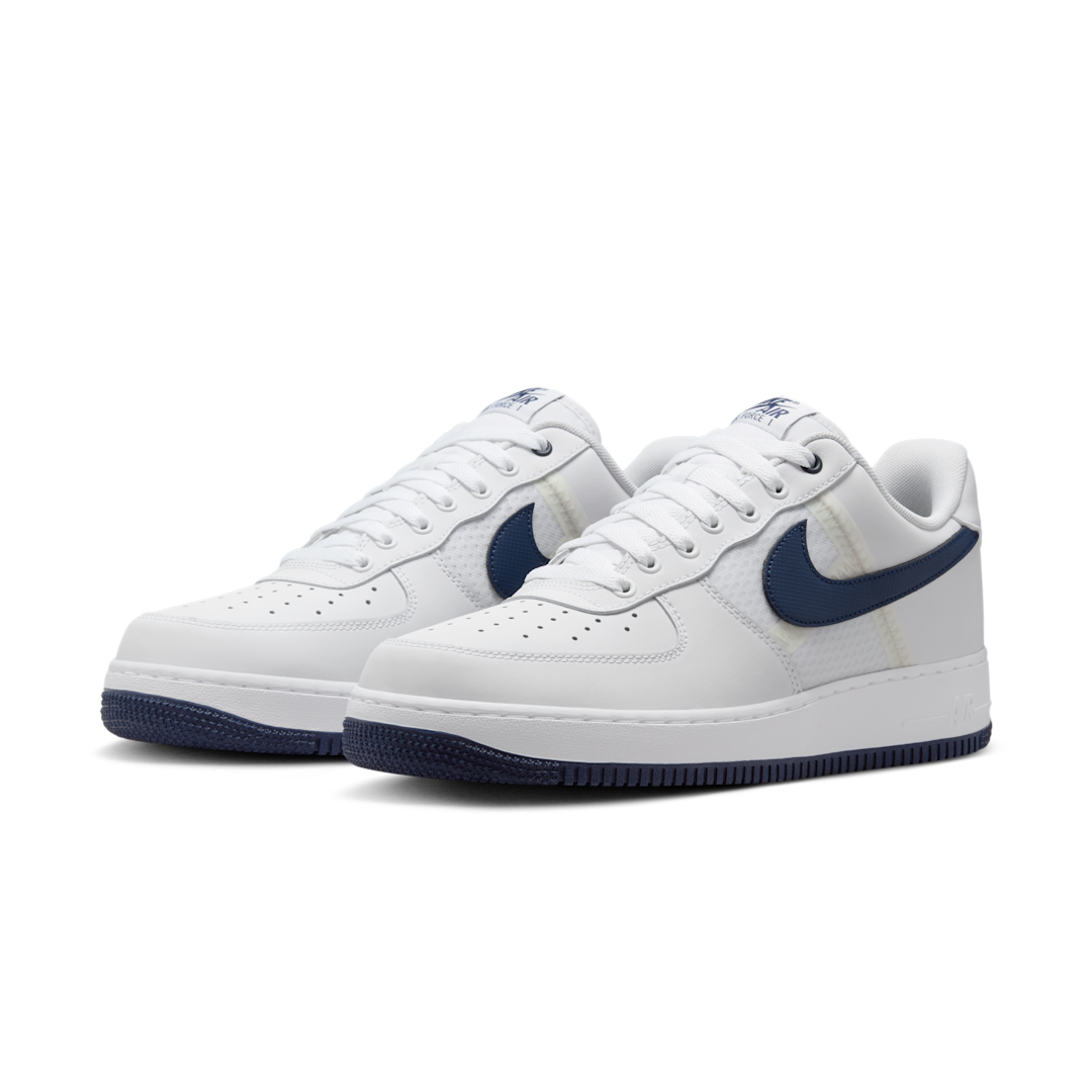 Overkicks - Nike Air Force 1 Low 07 LV8 SE Mesh Tape White Midnight Navy (IH4462-100) - vista trasera