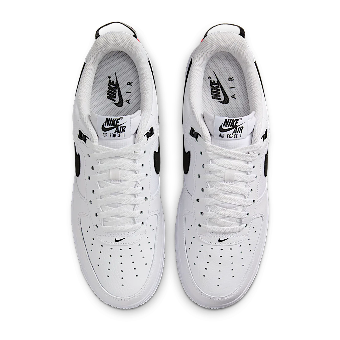 Overkicks - Nike Air Force 1 Low 07 LV8 White Black Bright Crimson (HV9509-100) - par completo