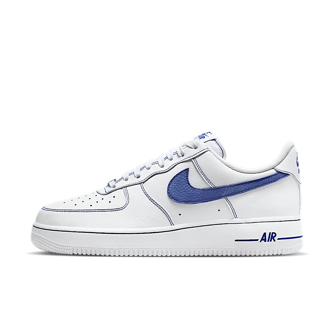 Overkicks - Nike Air Force 1 Low 07 LV8 White Deep Royal Blue (HQ2037-100) - vista lateral