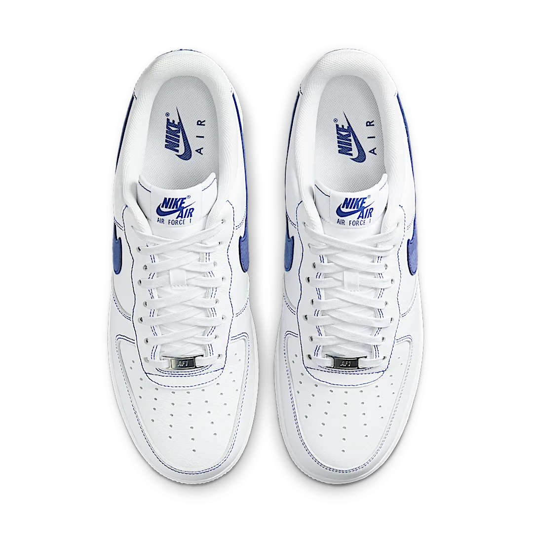 Overkicks - Nike Air Force 1 Low 07 LV8 White Deep Royal Blue (HQ2037-100) - par completo