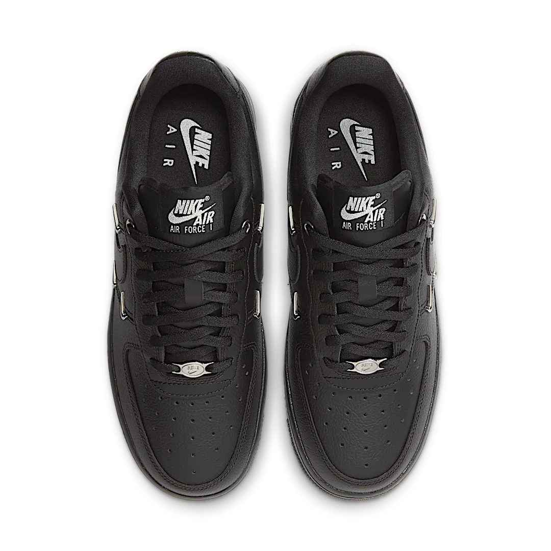 Overkicks - Nike Air Force 1 Low 07 LX Black Silver Mini Swoosh (HQ1180-001) - par completo