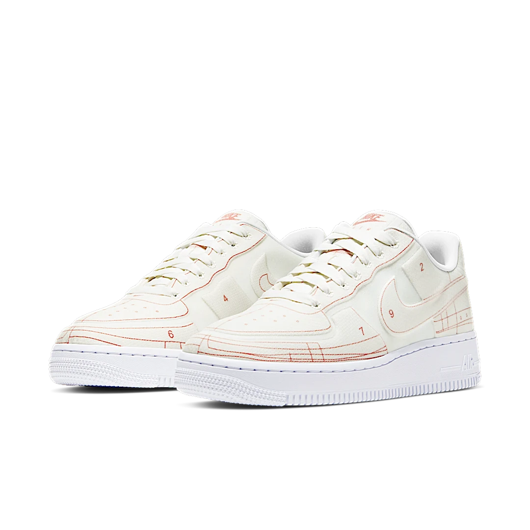 Overkicks - Nike Air Force 1 Low 07 LX Blueprint Summit White (CI3445-100) - vista trasera