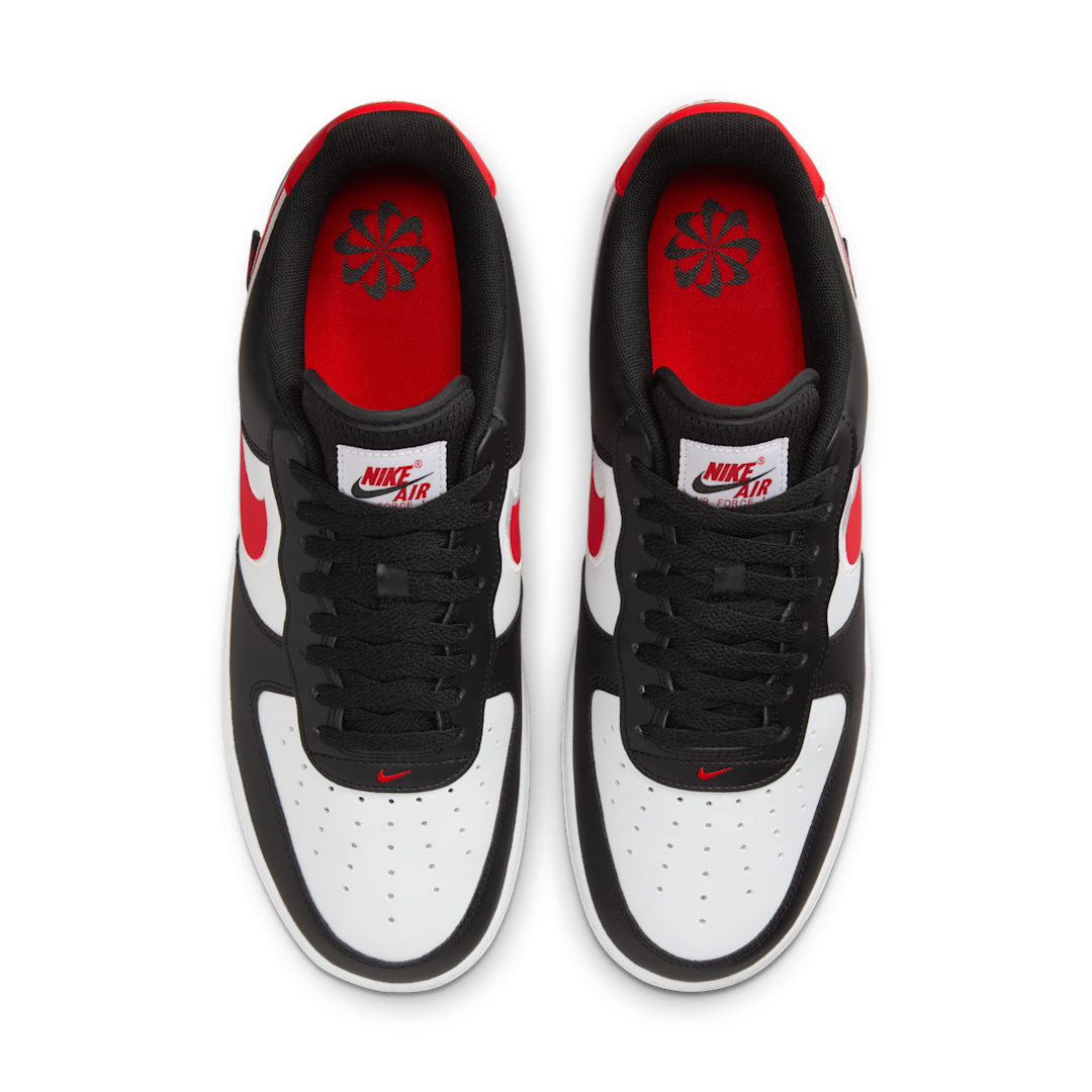 Overkicks - Nike Air Force 1 Low 07 Next Nature Black White University Red (HM0721-002) - par completo