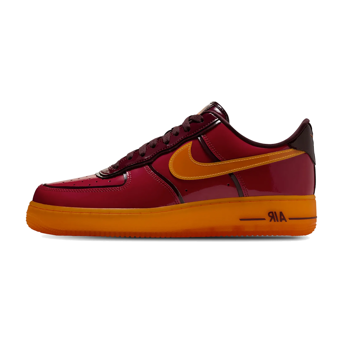 Overkicks - Nike Air Force 1 Low '07 Premium Patent Gym Red Bright Ceramic (IX8058-687) - vista lateral