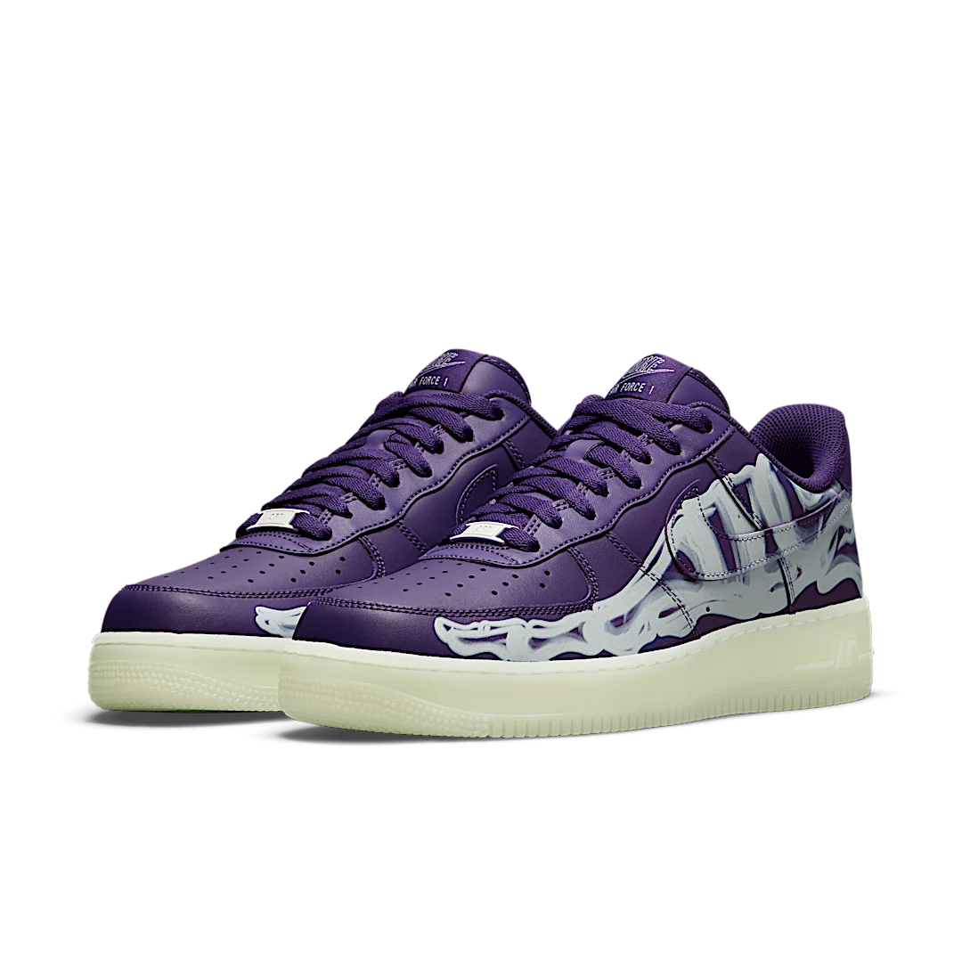 Overkicks - Nike Air Force 1 Low 07 QS Purple Skeleton Halloween (2021) (CU8067-500) - vista trasera