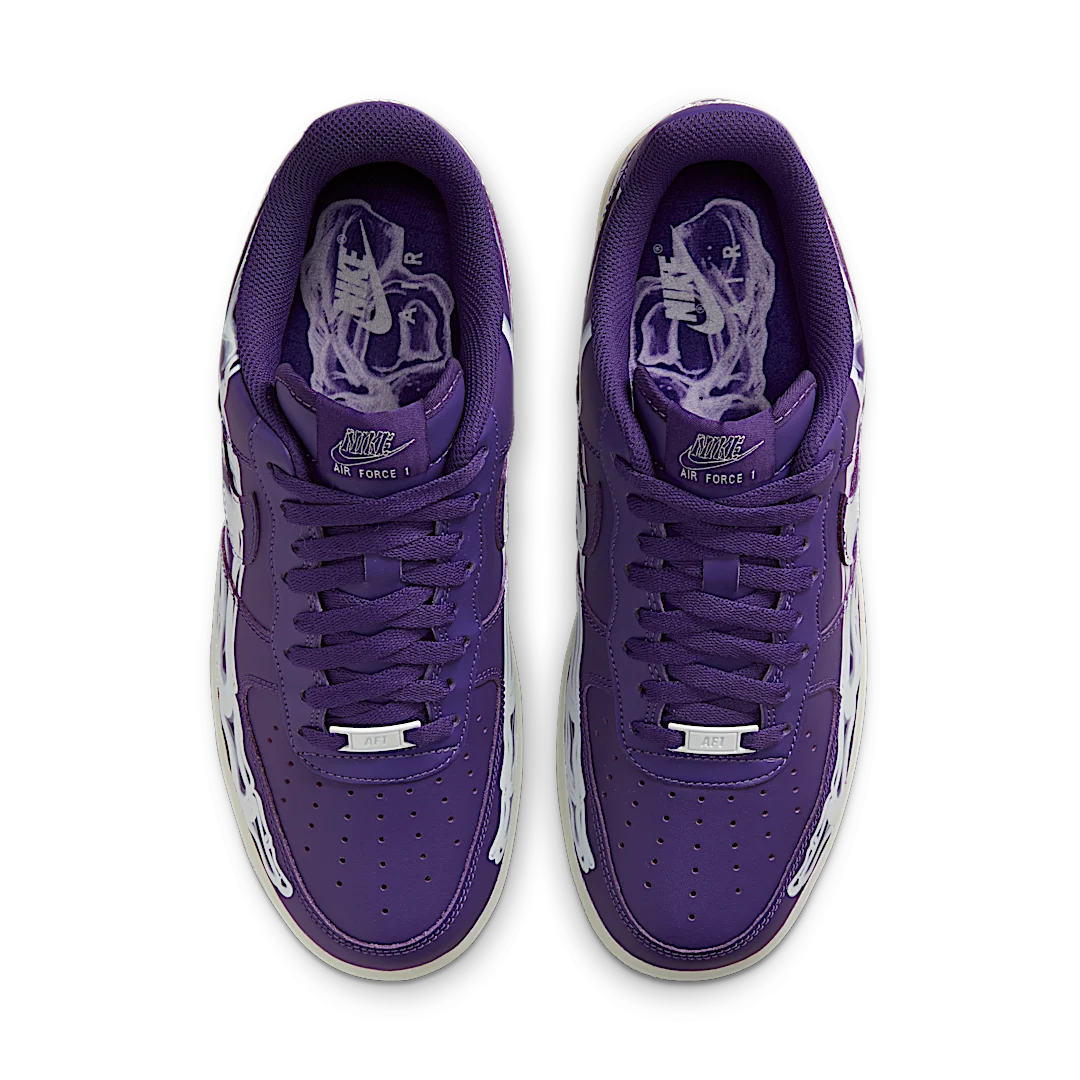 Overkicks - Nike Air Force 1 Low 07 QS Purple Skeleton Halloween (2021) (CU8067-500) - par completo