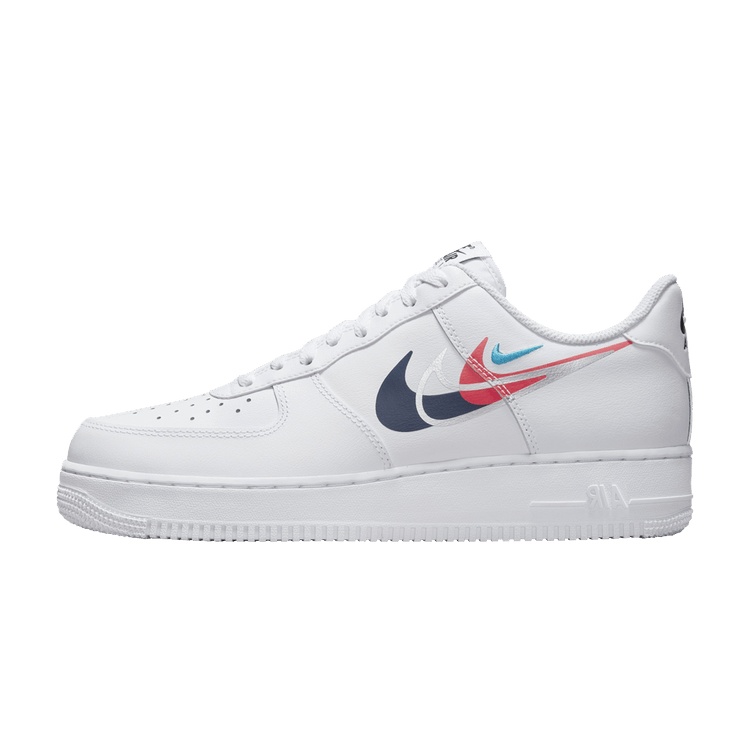 Overkicks - Nike Air Force 1 Low '07 Quadruple Swoosh White Navy Crimson (FJ4226-100) - vista lateral