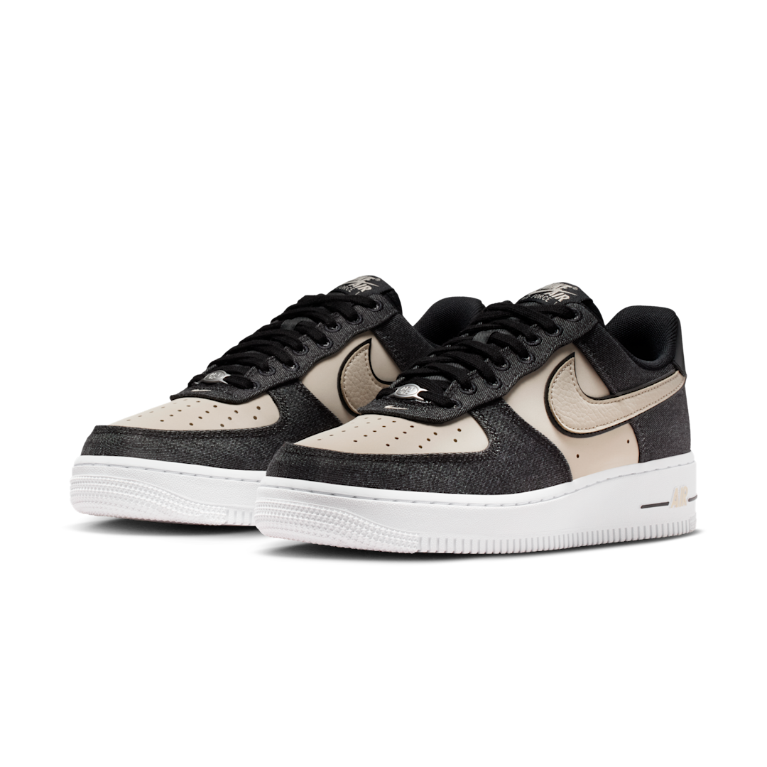 Overkicks - Nike Air Force 1 Low 07 SE Black Denim Net (IB6642-001) - vista trasera