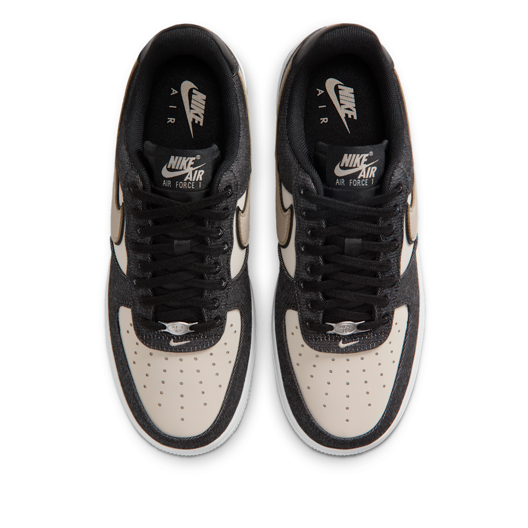 Overkicks - Nike Air Force 1 Low 07 SE Black Denim Net (IB6642-001) - par completo