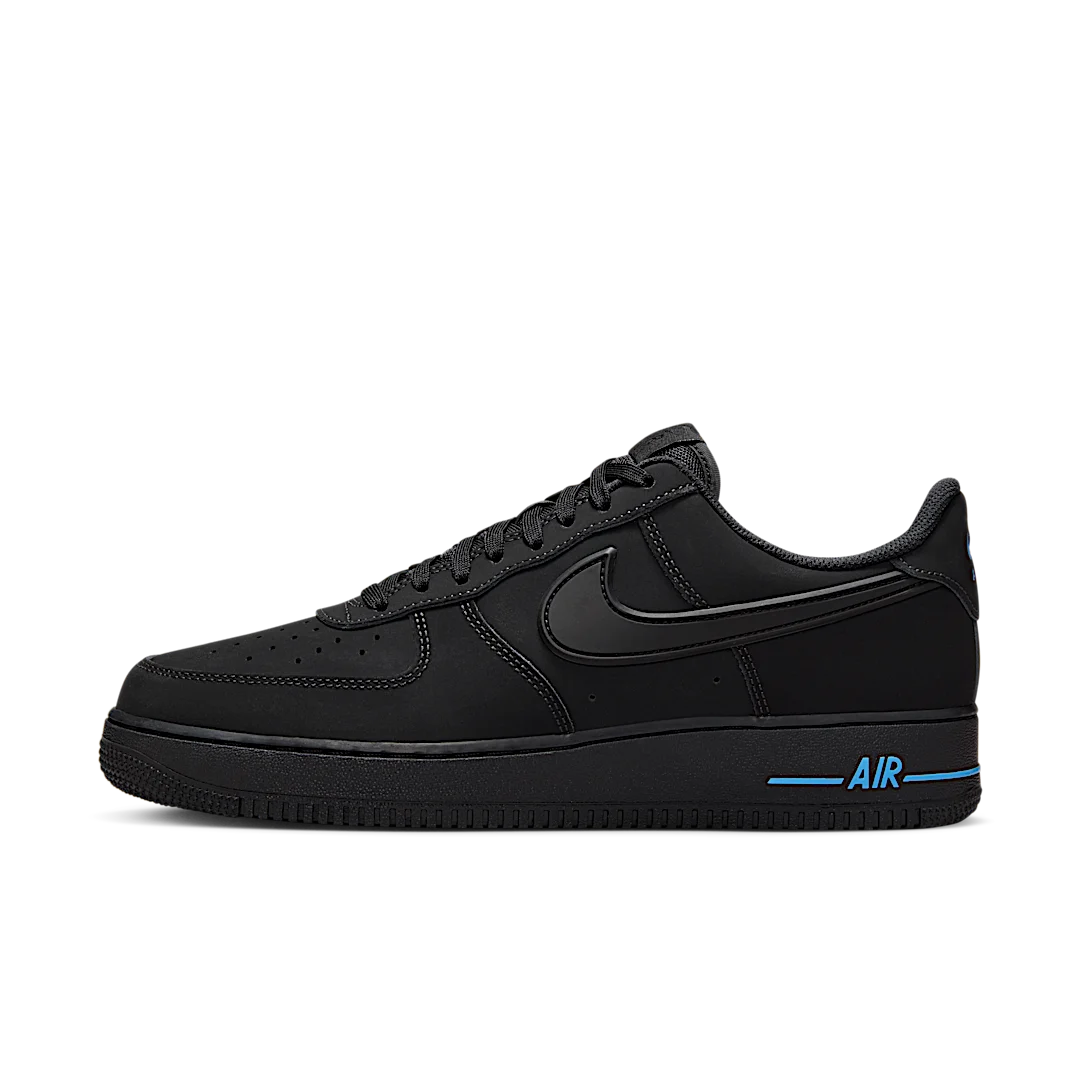 Overkicks - Nike Air Force 1 Low 07 SE Black University Blue (HV6223-001) - vista lateral