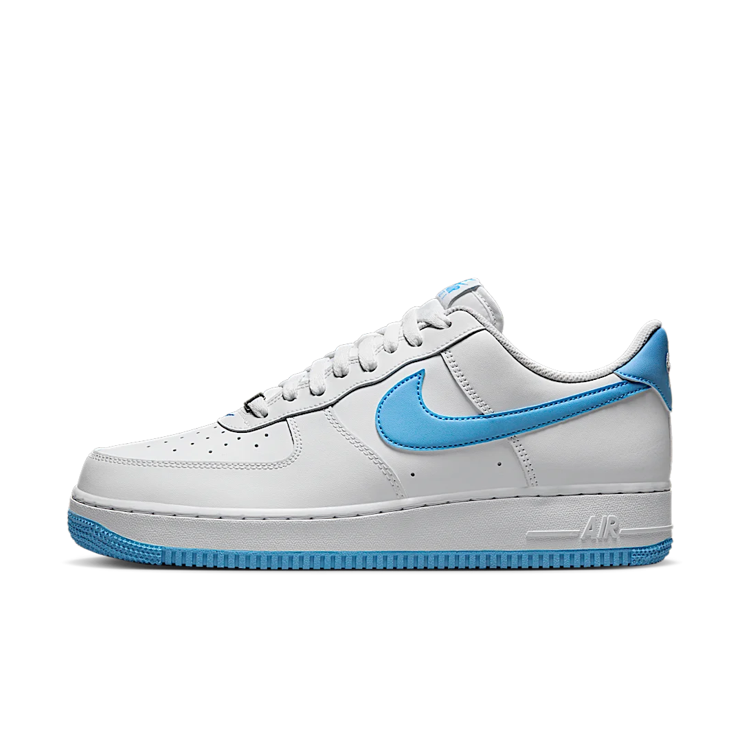 Overkicks - Nike Air Force 1 Low 07 White Aquarius Blue (FQ4296-100) - vista lateral