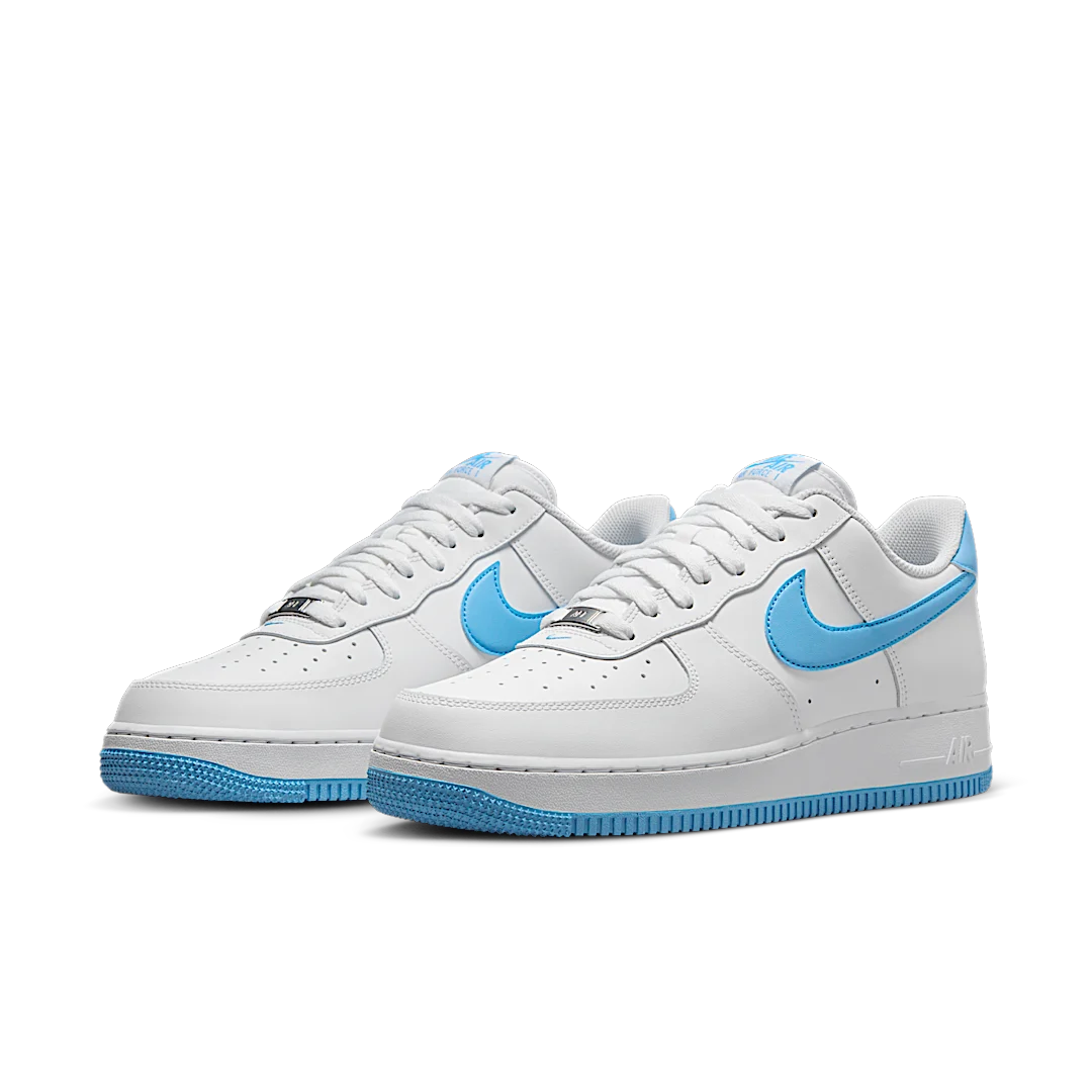 Overkicks - Nike Air Force 1 Low 07 White Aquarius Blue (FQ4296-100) - vista trasera