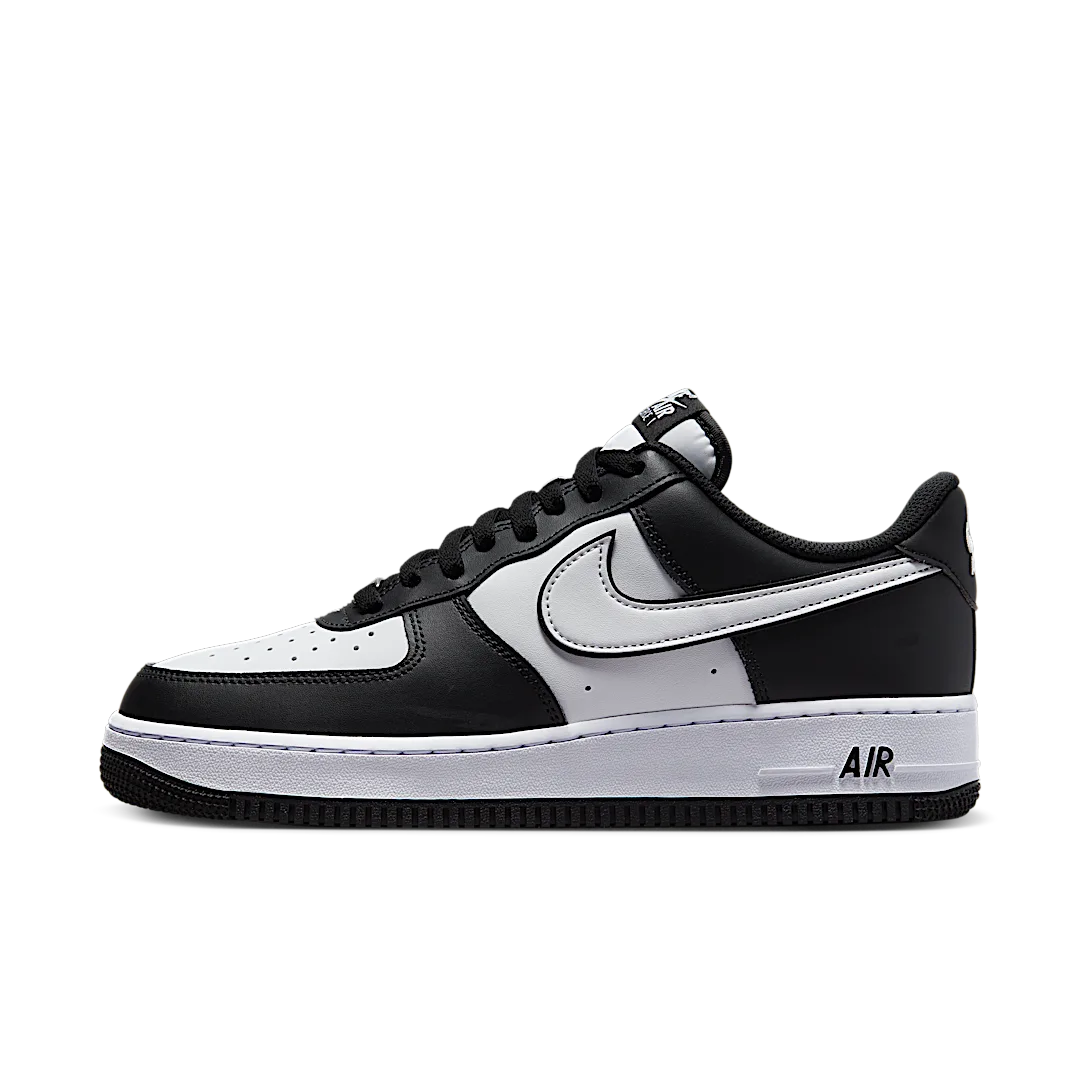 Overkicks - Nike Air Force 1 Low 07 White Swoosh Panda (DV0788-001) - vista lateral