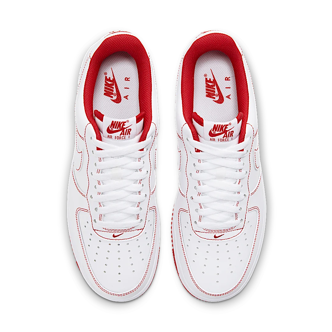 Overkicks - Nike Air Force 1 Low 07 White University Red (CV1724-100) - par completo