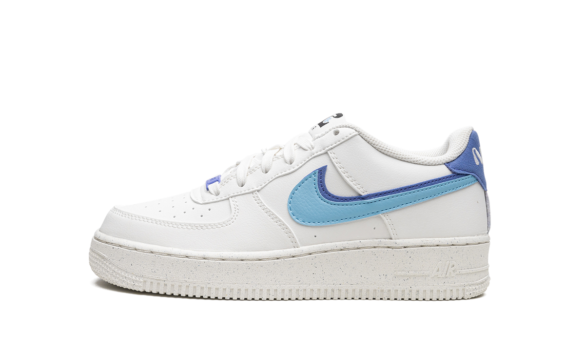 Overkicks - Nike Air Force 1 Low 82 Double Swoosh White Medium Blue (GS) (DQ0359-100) - vista lateral