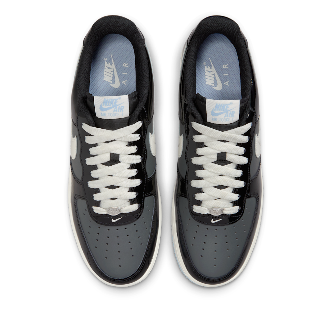 Overkicks - Nike Air Force 1 Low Black Iron Grey Patent (IB7676-001) - par completo