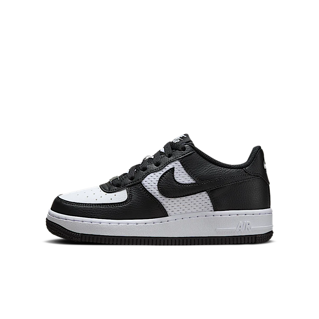 Overkicks - Nike Air Force 1 Low Black White Mesh (GS) (HJ9201-001) - vista lateral