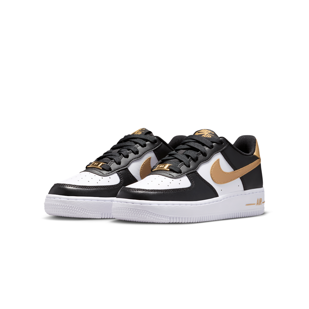 Overkicks - Nike Air Force 1 Low Black White Metallic Gold (GS) (CT3839-009) - imagen 2