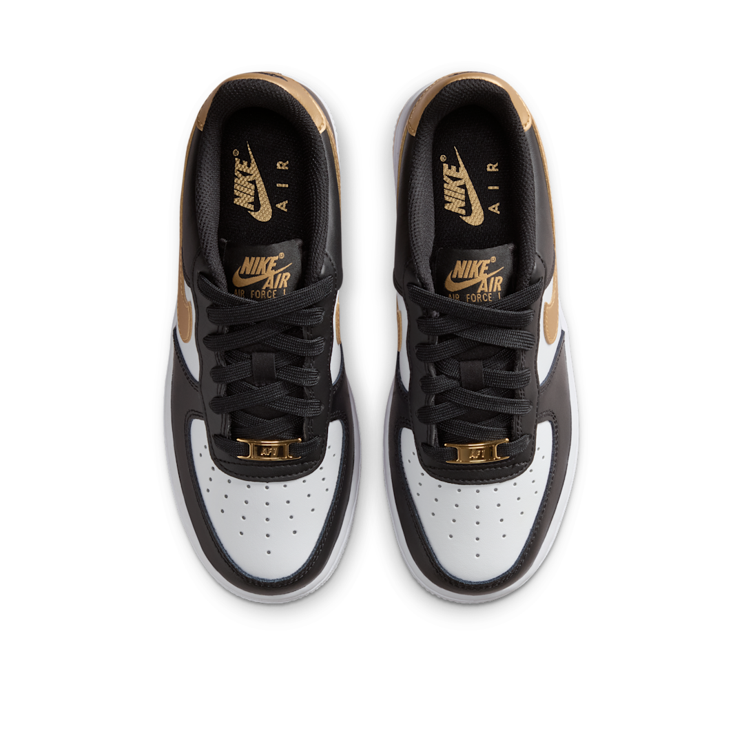 Overkicks - Nike Air Force 1 Low Black White Metallic Gold (GS) (CT3839-009) - imagen 3
