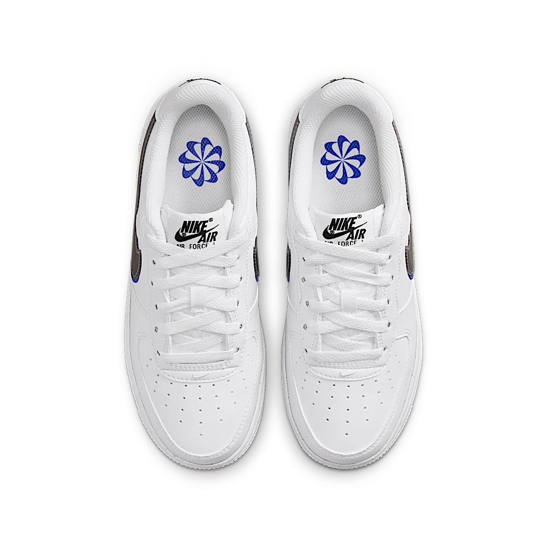 Overkicks - Nike Air Force 1 Low Impact Next Nature Double Swoosh White Black Blue (FD0688-100) - par completo