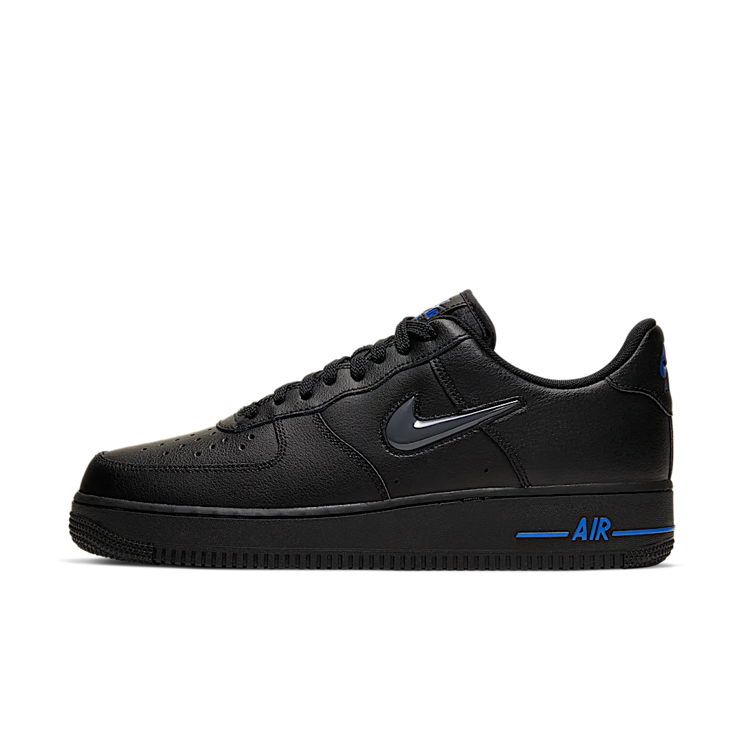 Overkicks - Nike Air Force 1 Low Jewel Black Grey Royal (CT3438-002) - vista lateral