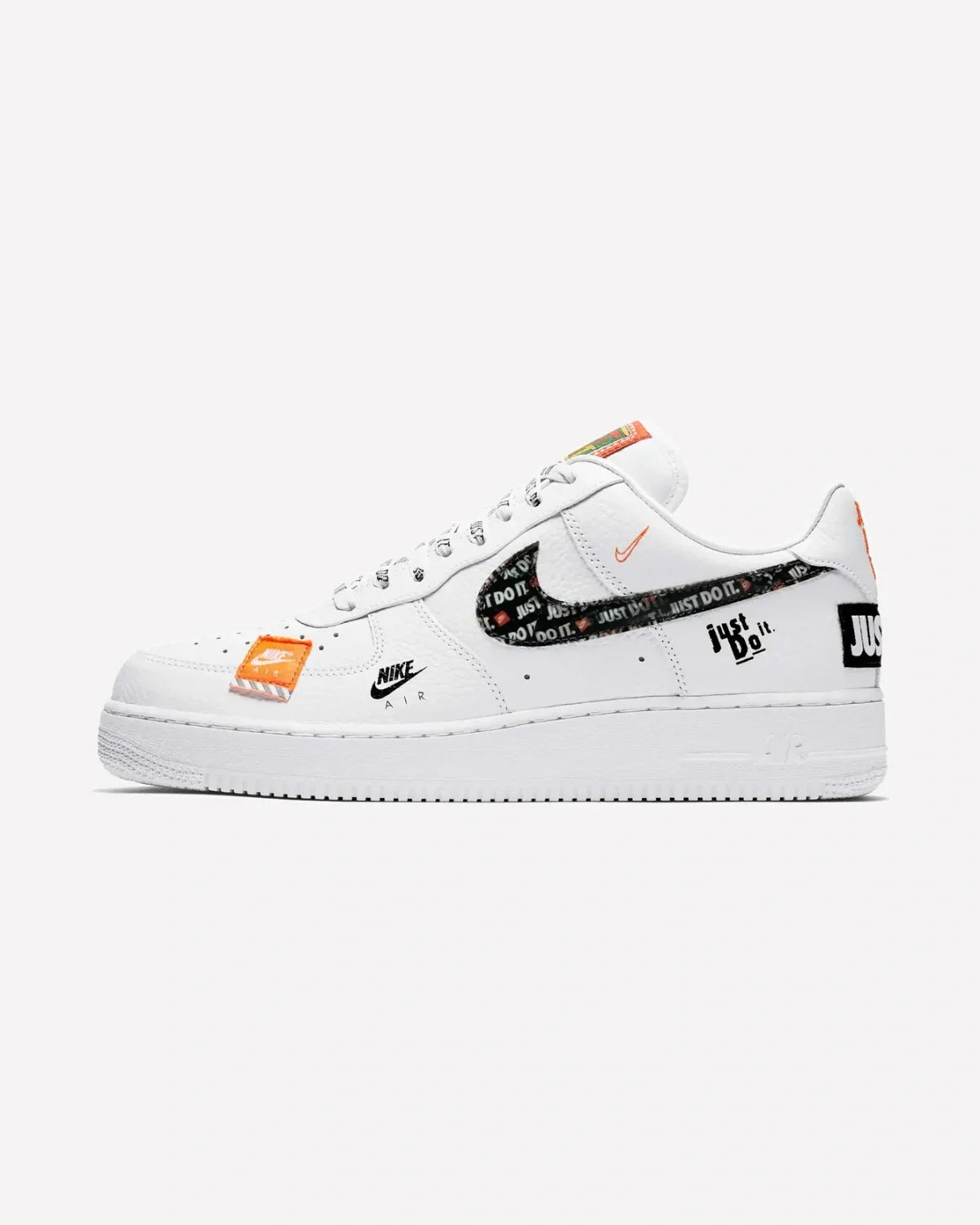 Overkicks - Nike Air Force 1 Low Just Do It Pack White Black (AR7719-100) - vista lateral