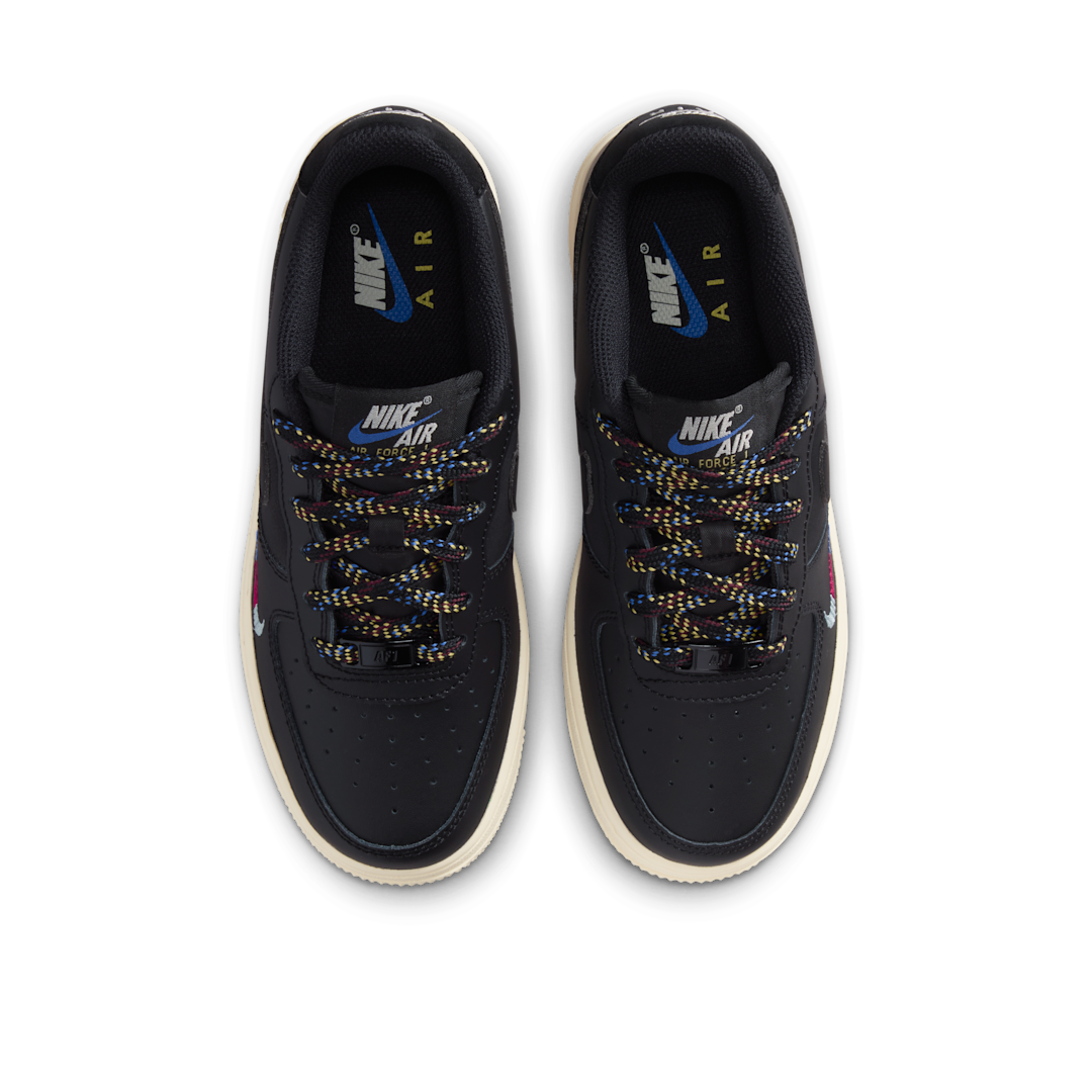 Overkicks - Nike Air Force 1 Low LV8 1 Black Saturn Gold Comet Blue (GS) (HQ1907-001) - imagen 3