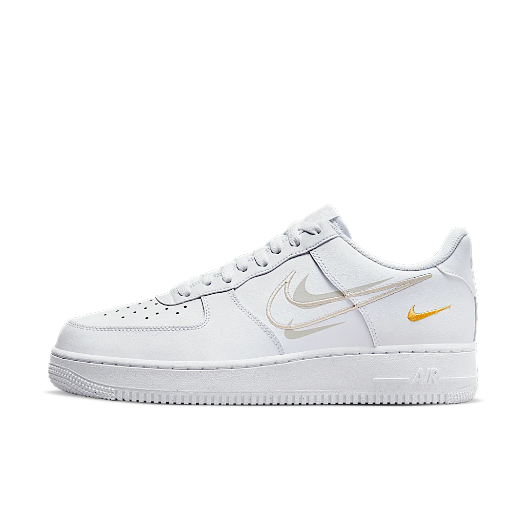 Overkicks - Nike Air Force 1 Low Multi-Swoosh White Yellow (DX2650-100) - vista lateral