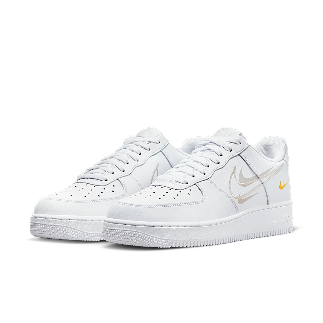 Overkicks - Nike Air Force 1 Low Multi-Swoosh White Yellow (DX2650-100) - vista trasera