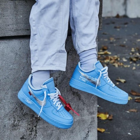 Overkicks - Nike Air Force 1 Low Off-White MCA University Blue (CI1173-400) - detalle upper