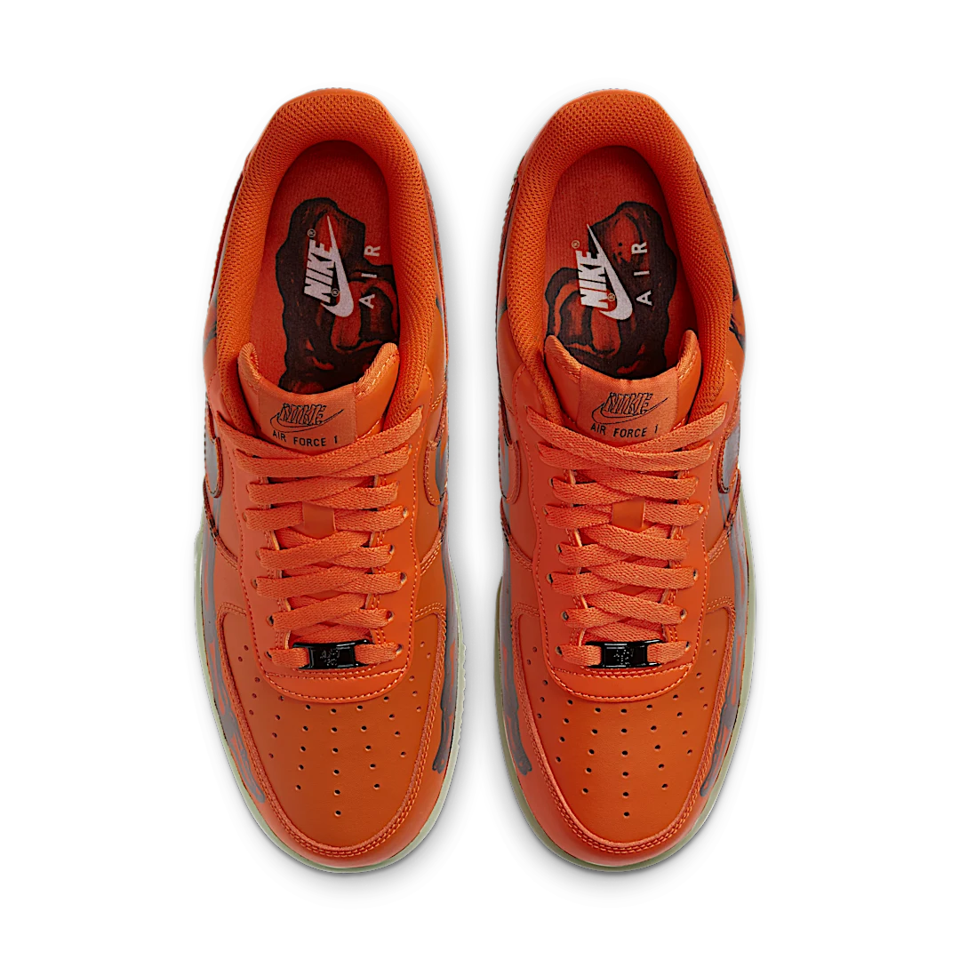 Overkicks - Nike Air Force 1 Low Orange Skeleton Halloween (2020) (CU8067-800) - par completo