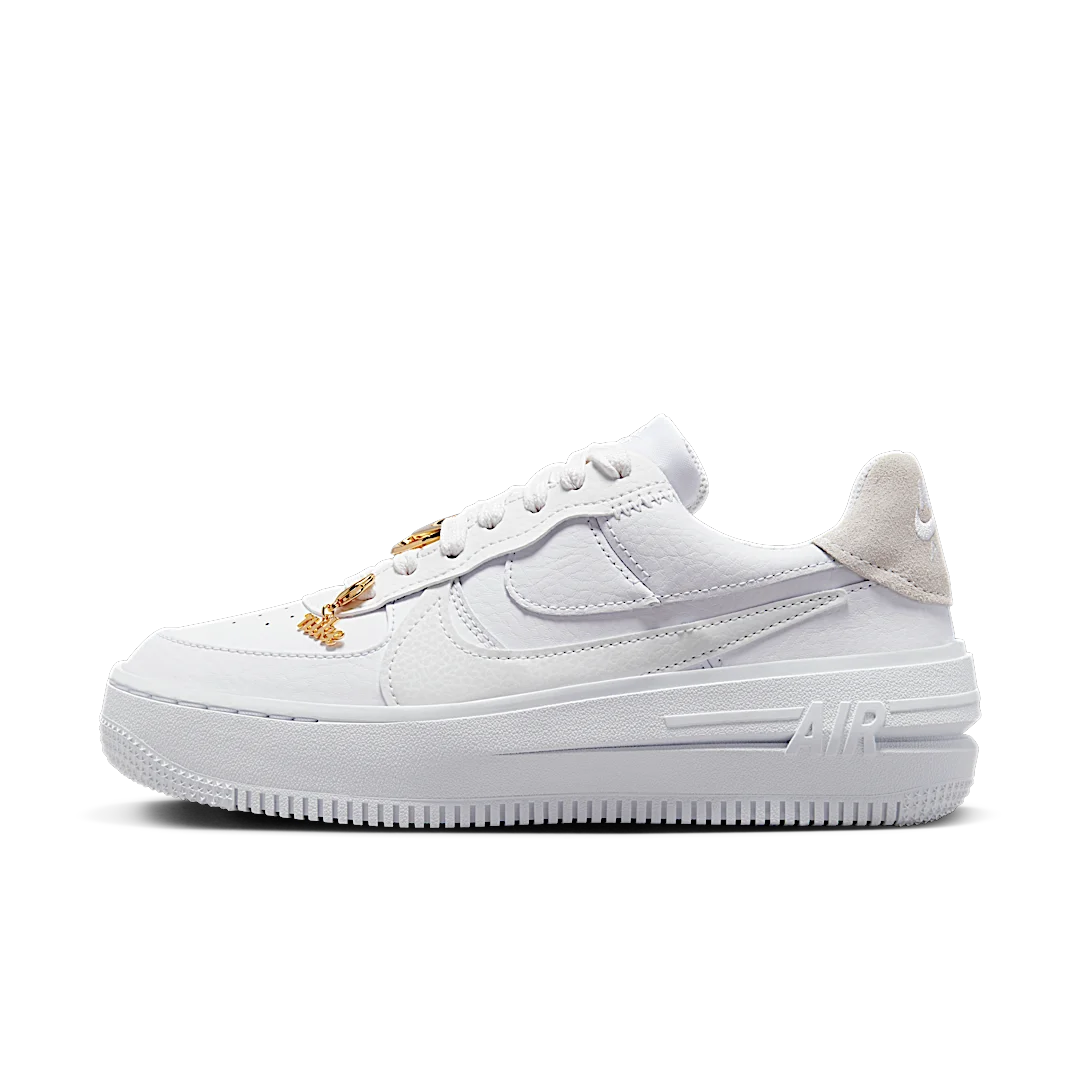 Overkicks - Nike Air Force 1 Low PLT.AF.ORM Bling White Metallic Gold (FB8473-100) - vista lateral