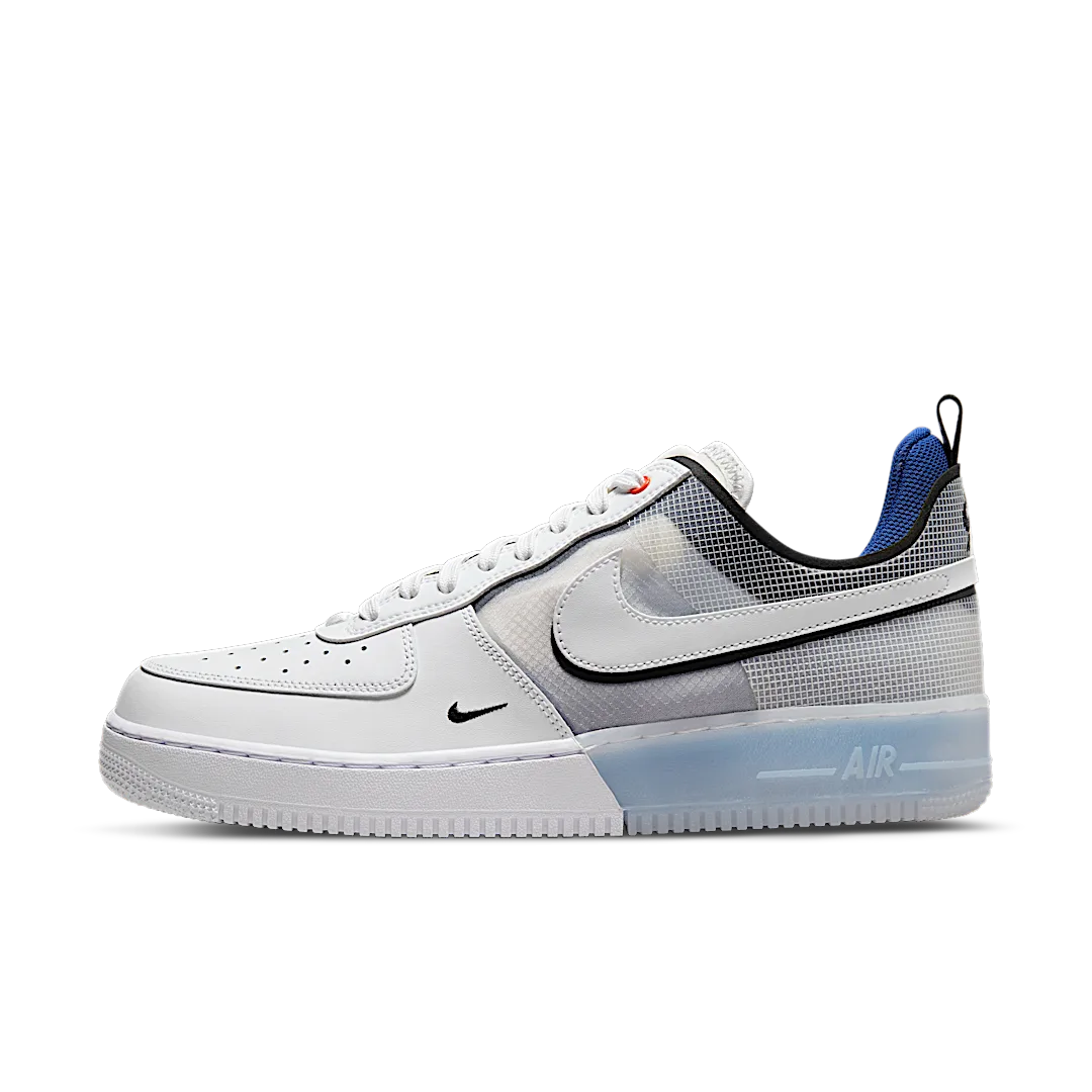 Overkicks - Nike Air Force 1 Low React Split White Photo Blue (DH7615-101) - vista lateral