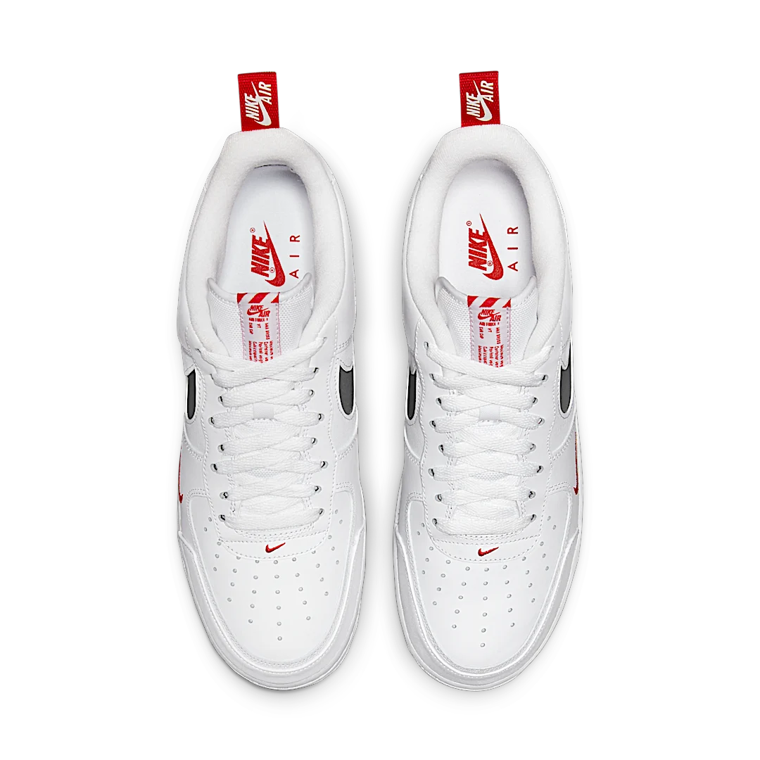 Overkicks - Nike Air Force 1 Low Reflective Swoosh White University Red (DO6709-100) - par completo