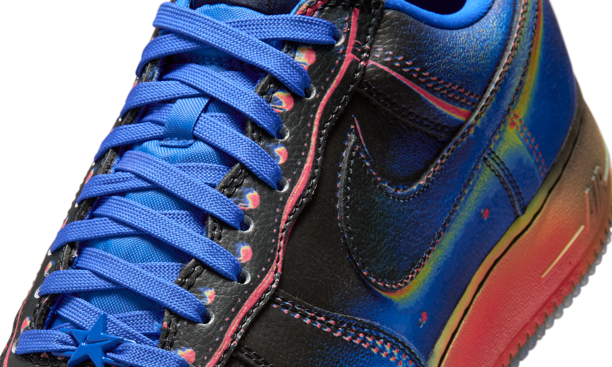 Overkicks - Nike Air Force 1 Low Retro Heat Map Black Racer Blue (IB6834-001) - detalle lateral interior