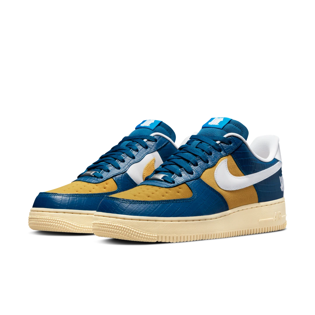 Overkicks - Nike Air Force 1 Low SP Undefeated 5 On It Blue Yellow Croc (DM8462-400) - vista trasera