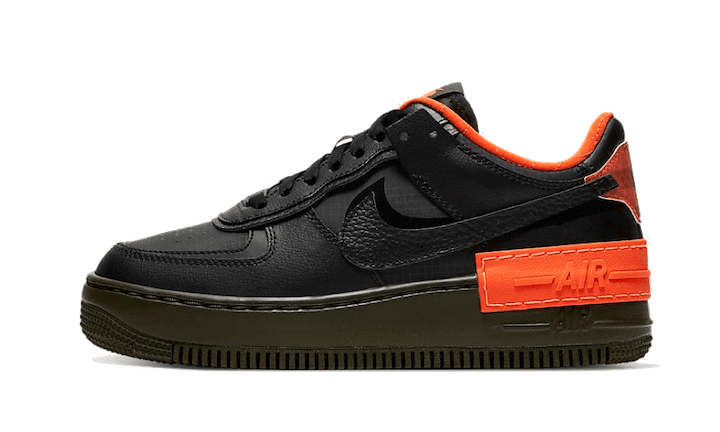 Overkicks - Nike Air Force 1 Low Shadow Black Hyper Crimson Cargo Khaki (CQ3317-001) - vista lateral
