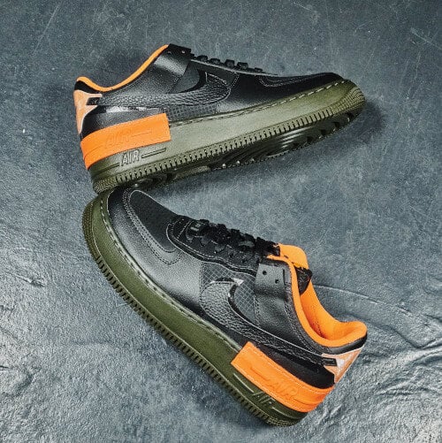 Overkicks - Nike Air Force 1 Low Shadow Black Hyper Crimson Cargo Khaki (CQ3317-001) - vista superior