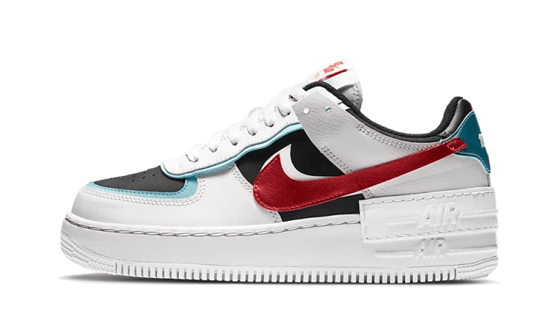 Overkicks - Nike Air Force 1 Low Shadow Bleached Aqua Chile Red (DA4291-100) - vista lateral