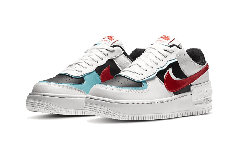Overkicks - Nike Air Force 1 Low Shadow Bleached Aqua Chile Red (DA4291-100) - vista trasera