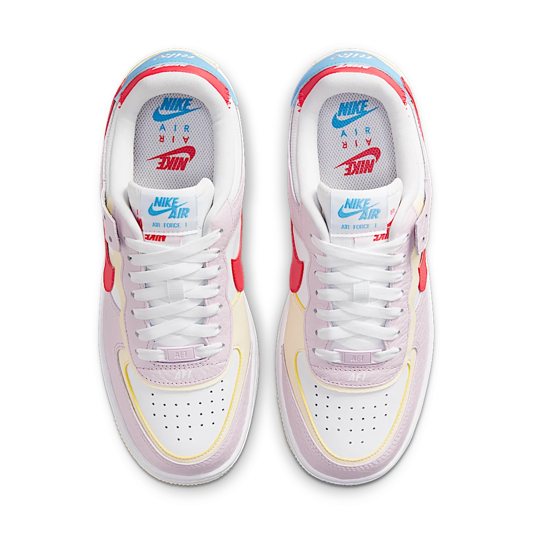 Overkicks - Nike Air Force 1 Low Shadow Regal Pink Coconut Milk University Blue Fusion Red (DN5055-600) - par completo