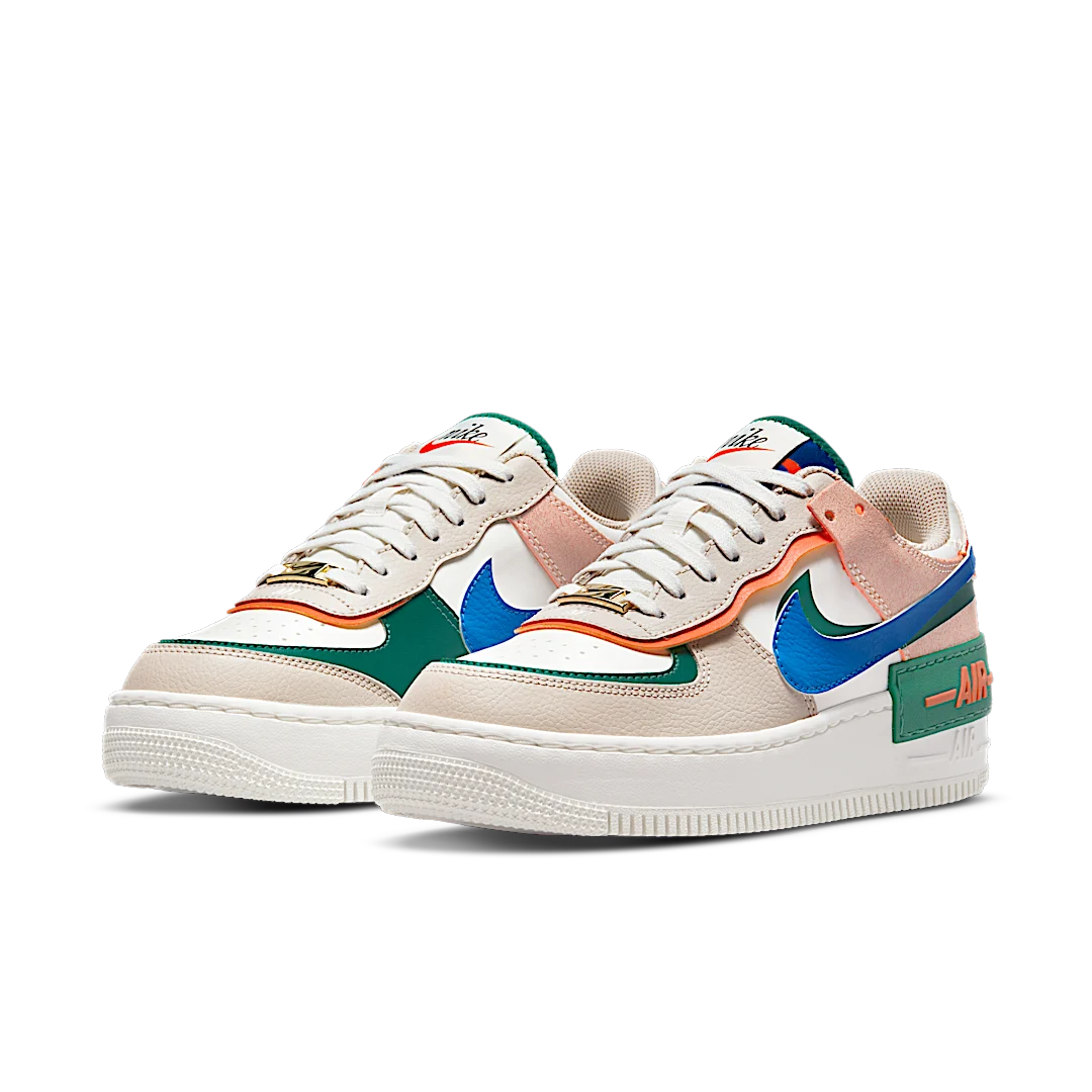Overkicks - Nike Air Force 1 Low Shadow Sail Signal Blue Green (CI0919-109) - vista trasera