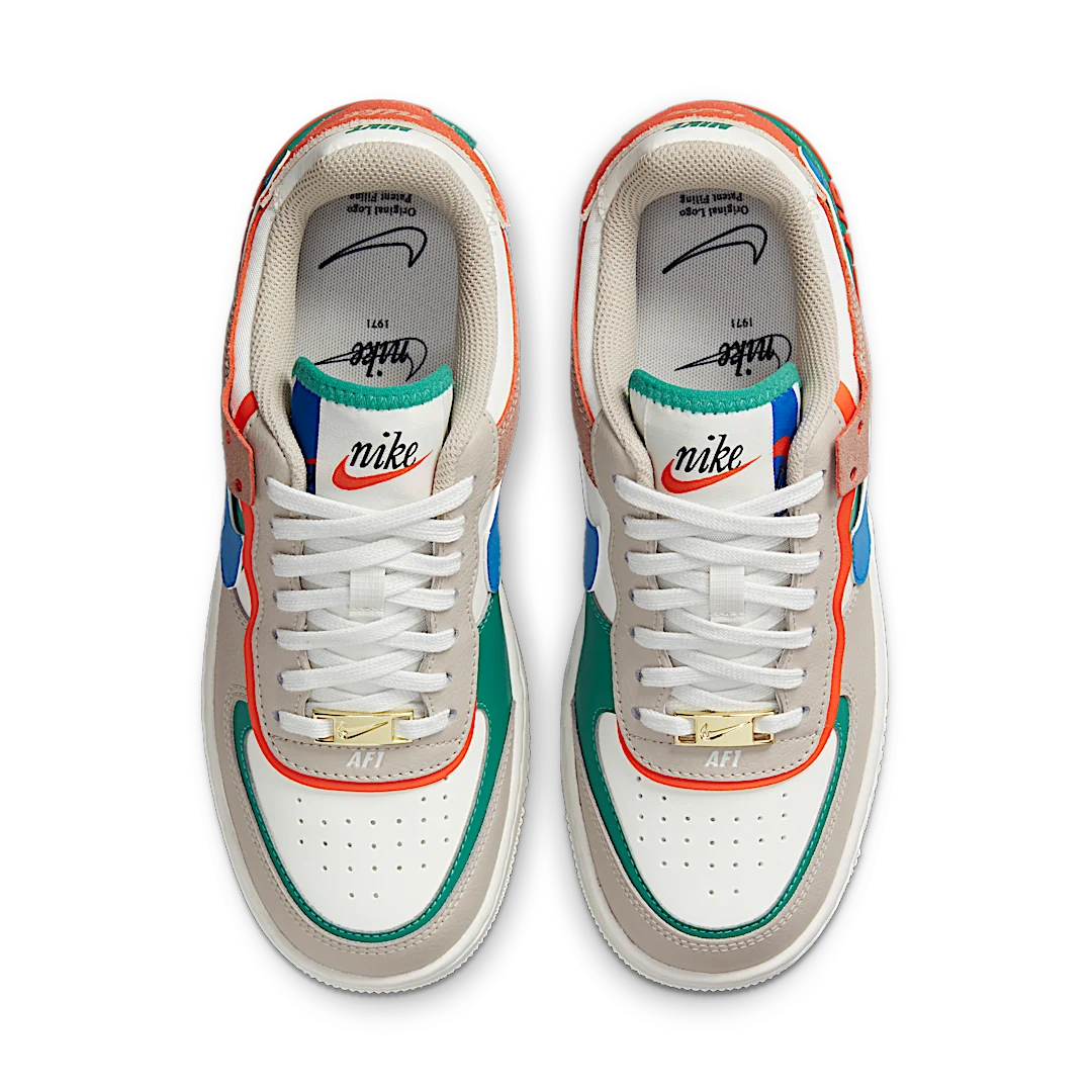 Overkicks - Nike Air Force 1 Low Shadow Sail Signal Blue Green (CI0919-109) - par completo