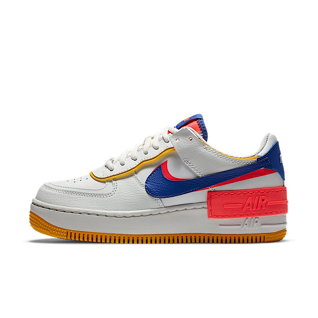 Overkicks - Nike Air Force 1 Low Shadow White Flash Crimson Astronomy Blue (CI0919-105) - vista lateral