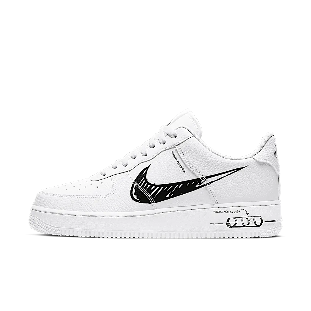 Overkicks - Nike Air Force 1 Low Sketch White Black (CW7581-101) - vista lateral