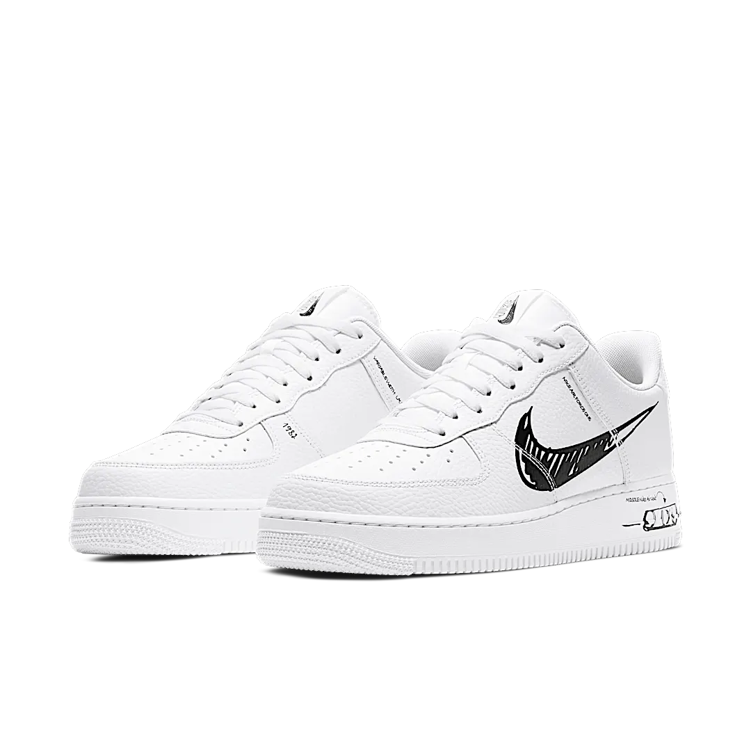 Overkicks - Nike Air Force 1 Low Sketch White Black (CW7581-101) - vista trasera