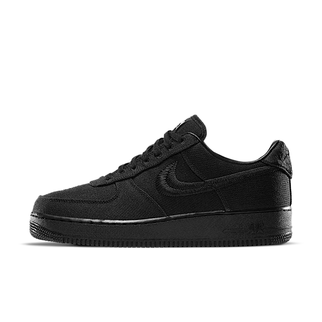 Overkicks - Nike Air Force 1 Low Stussy Black (CZ9084-001) - vista lateral